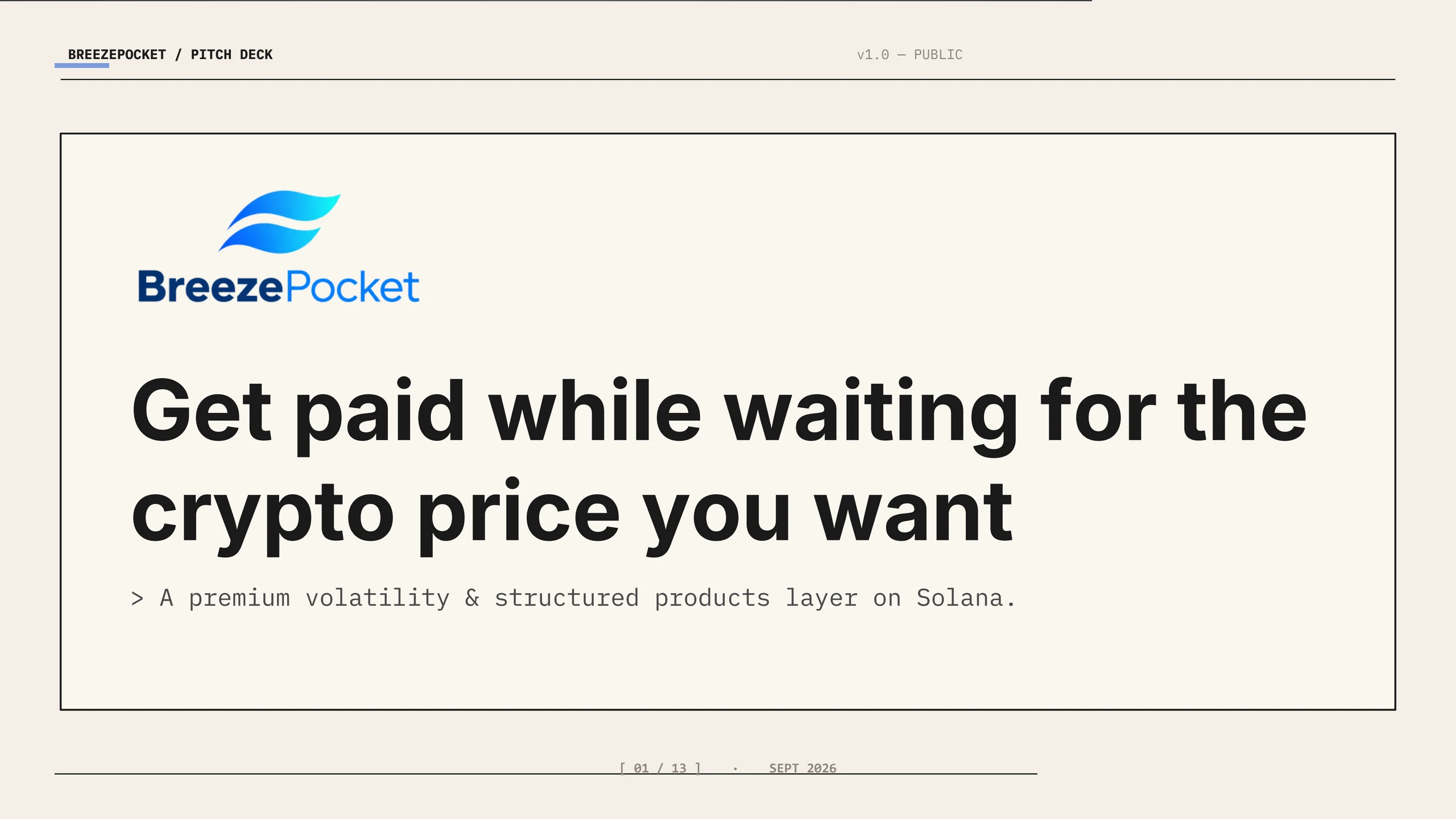 BreezePocket pitch deck slide 1 of 12