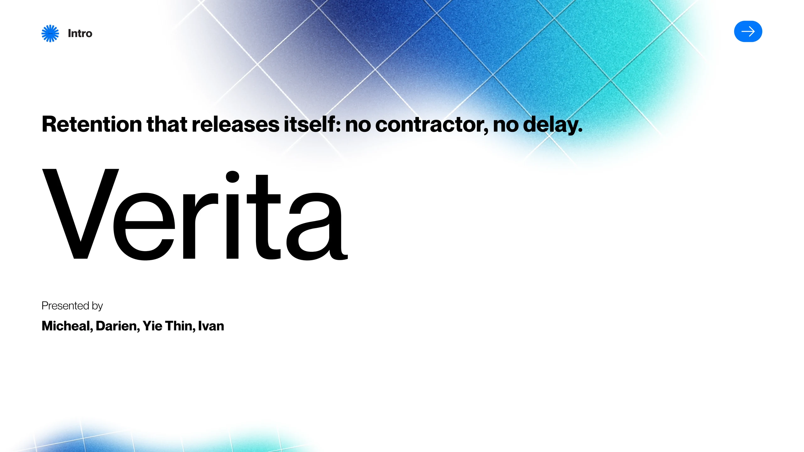 Verita pitch deck slide 1 of 10