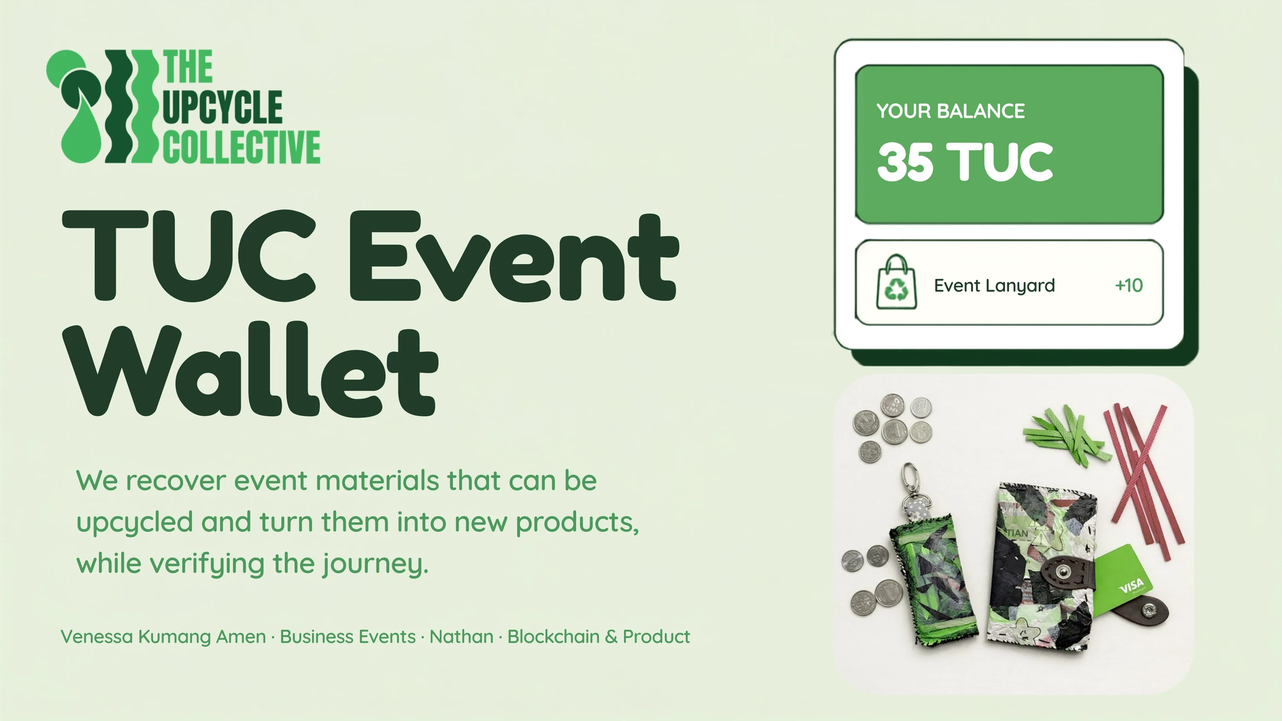 TUC Event Wallet pitch deck slide 1 of 10